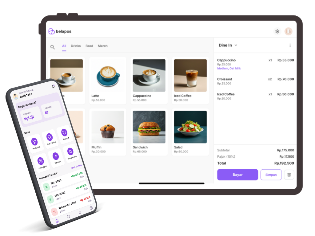 Bela Pos Dashboard on Laptop